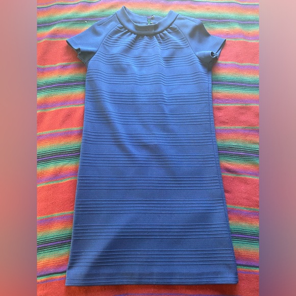 VTG 60’s Butte Knit Poly Midi Blue Mod Dress. M/L. Short sleeve. USA Union made. - Picture 7 of 13